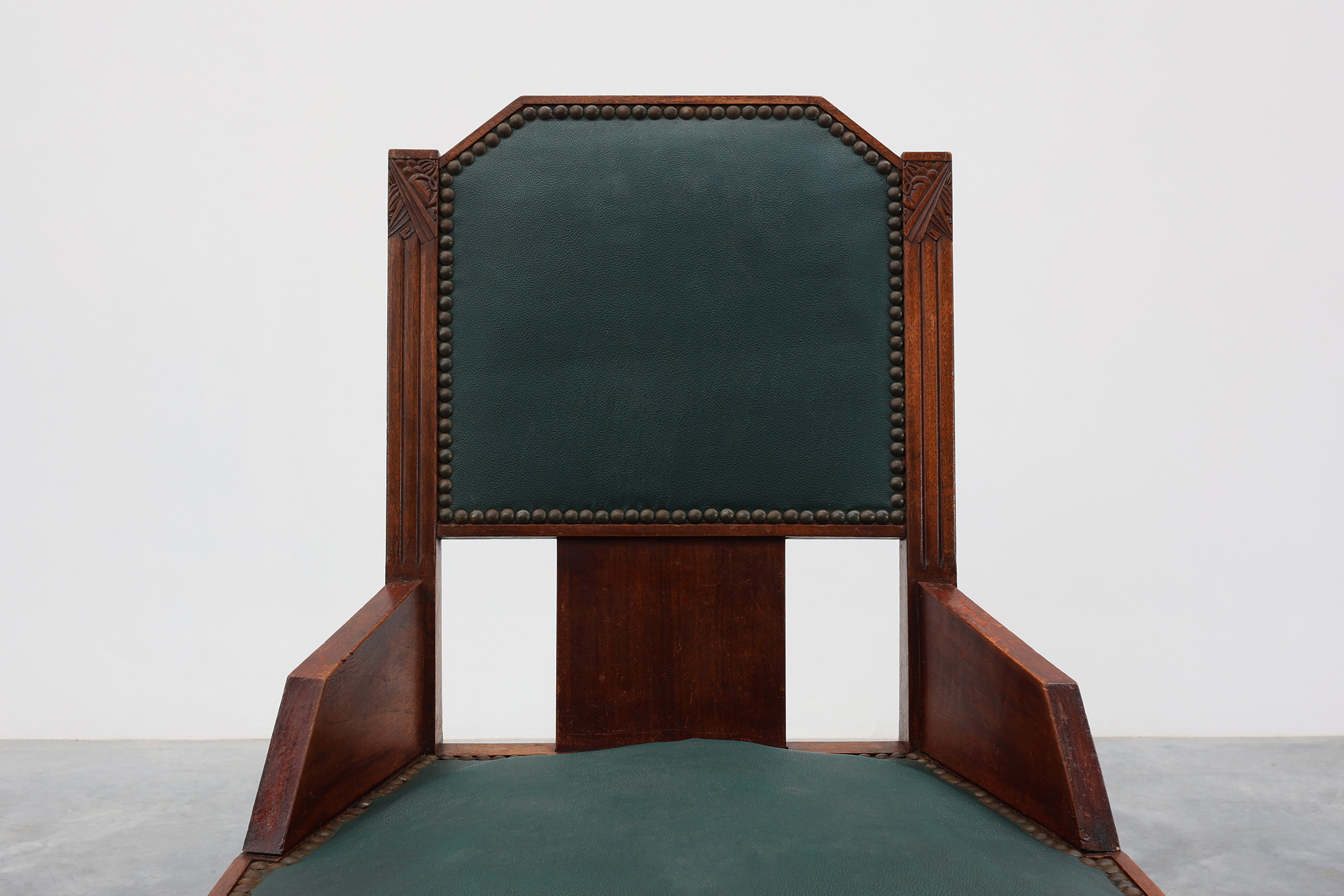 Set of 6 Art Deco dining chairs in wood with original upholstery, Belgium 1930sthumbnail